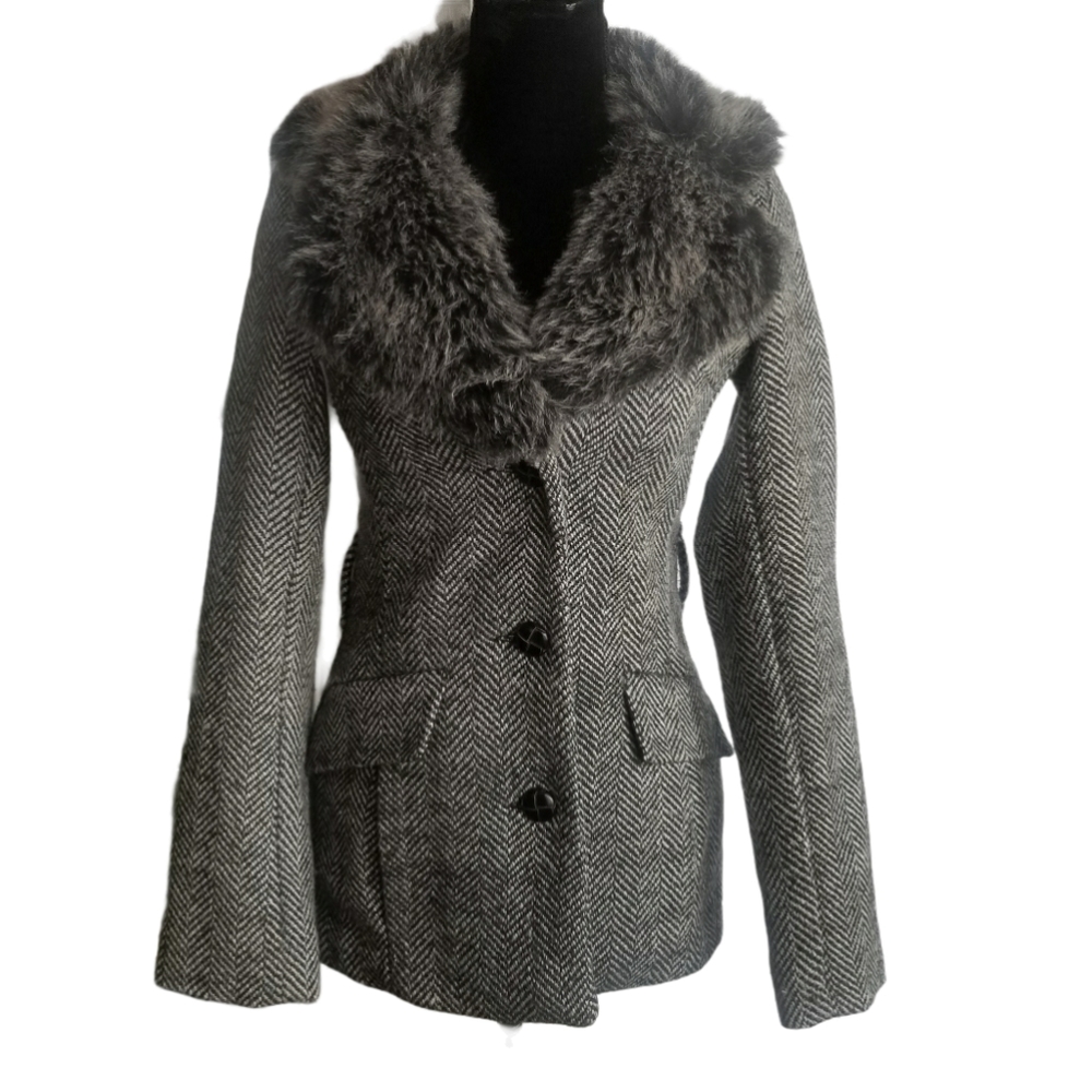 COSTA BLANCA Coat Grey Winter Fall Faux Fur
